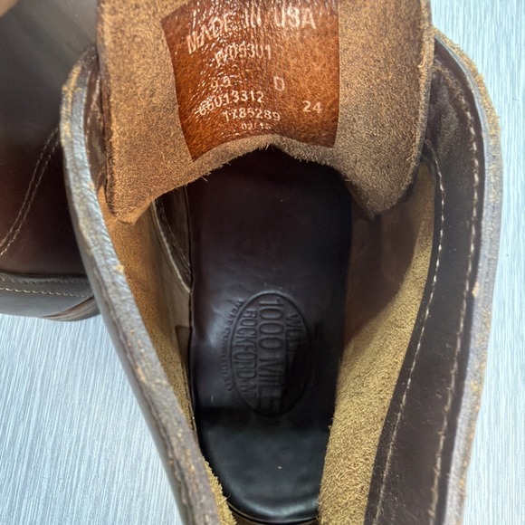 Wolverine 1000 Mile Boots Brown Leather Made‎ USA W05301 9.5 D main image 3
